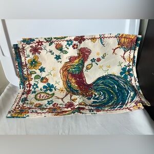 April Cornell Set of 4 Rooster Cotton Placemats W Embroidery NWOT